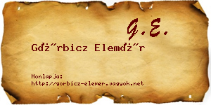 Görbicz Elemér névjegykártya